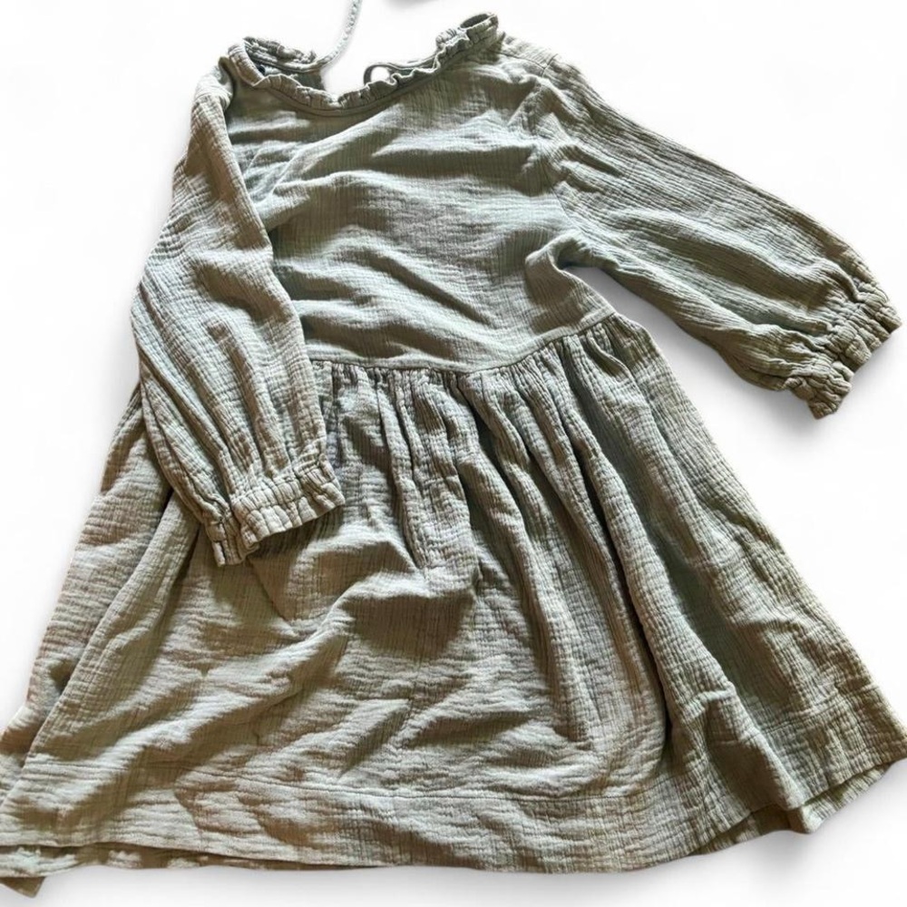 Wishlist Green Smocked Sundress with Bishop Sleeves